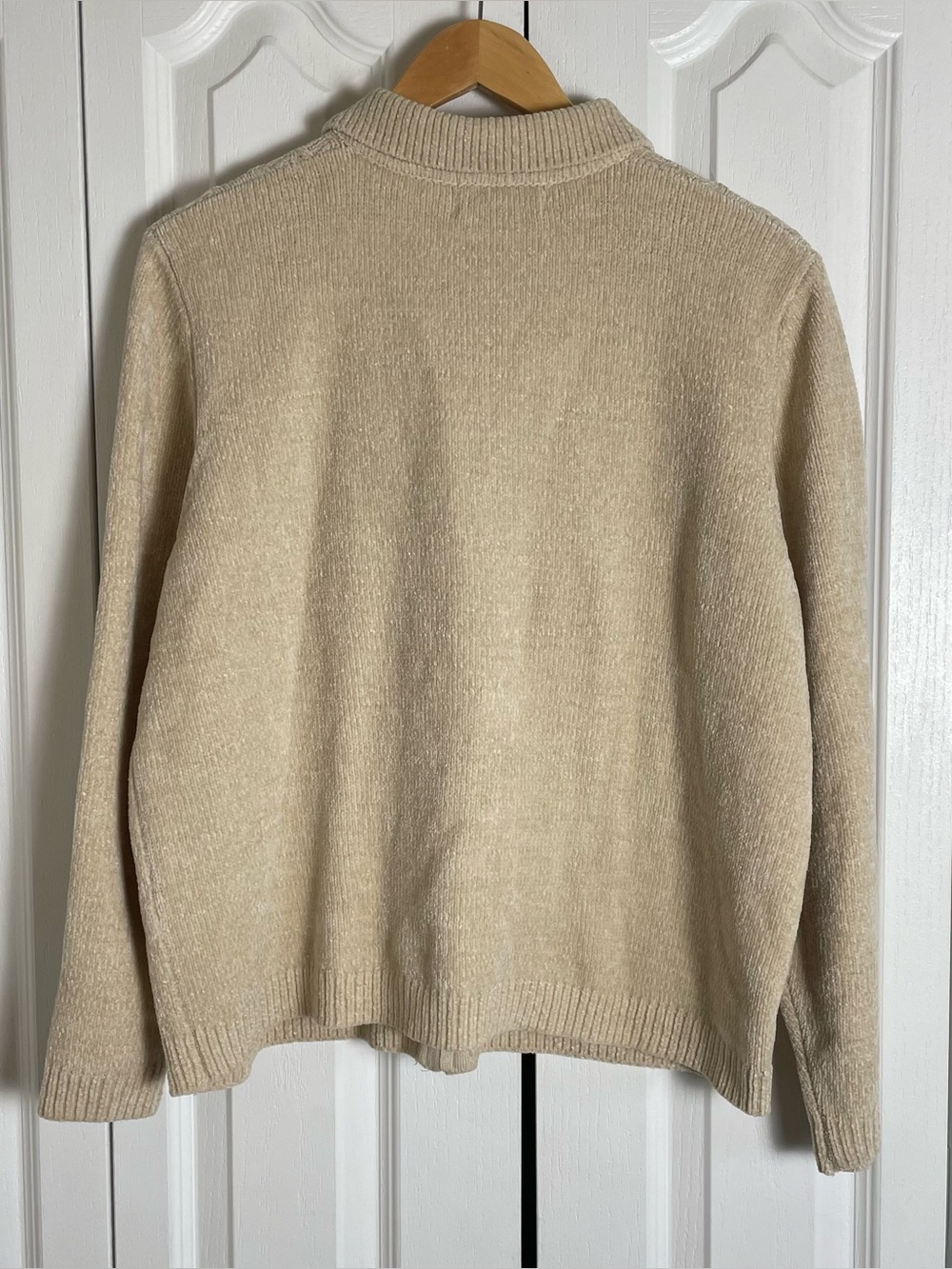 Alfred Dunner Cable Knit Zip Front Cardigan Sweater Womens XL Cream Classic Soft - Picture 5 of 10